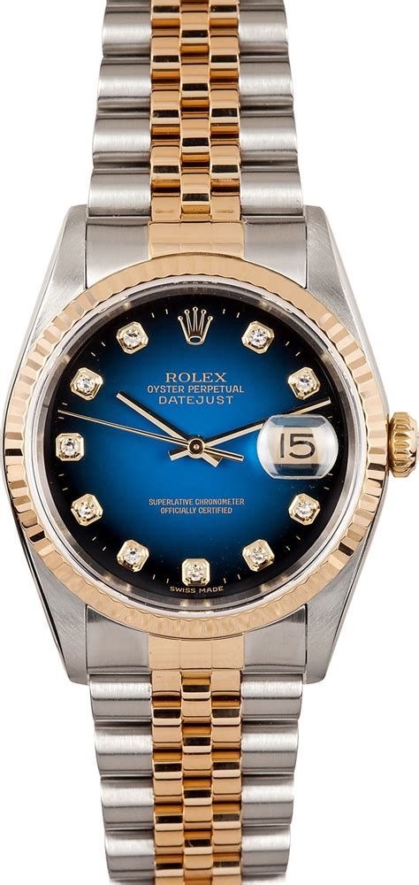 mens rolex oyster perpetual datejust blue vignette serti clasp bang|rolex datejust 41 with diamonds.